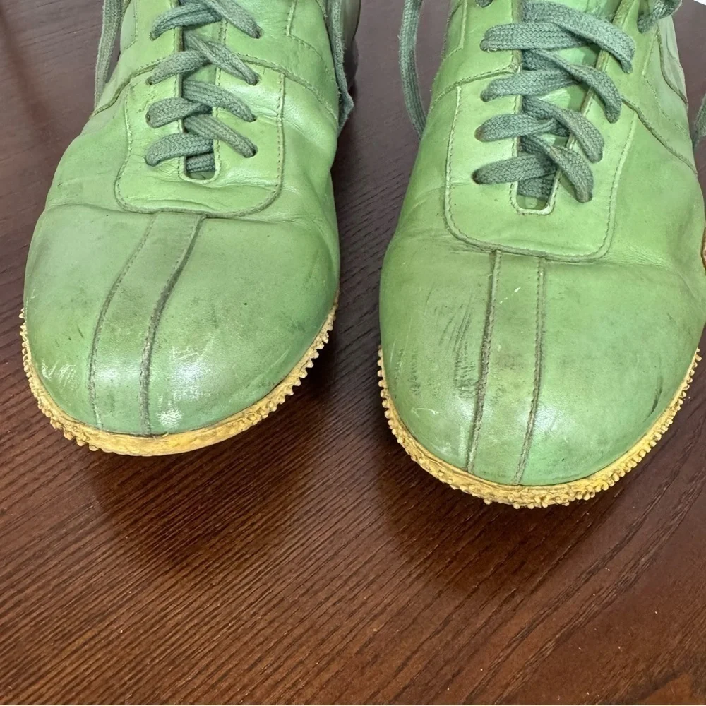 BALLY Green Leather Men's Sneakers in size 8E